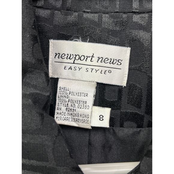 Newport News Easy Style black jacquard long jacket hidden buttons Size 8 - Picture 2 of 6